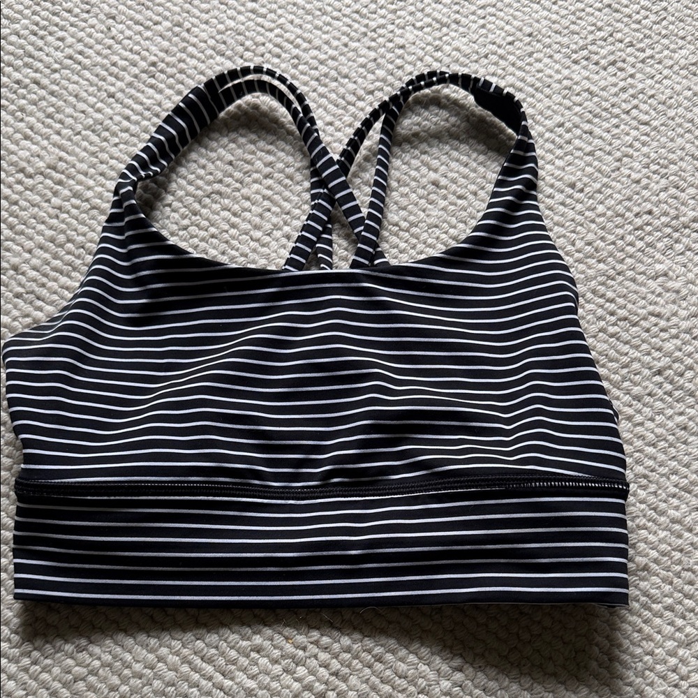 Lululemon Athletica Navy and White Striped Sports Bra